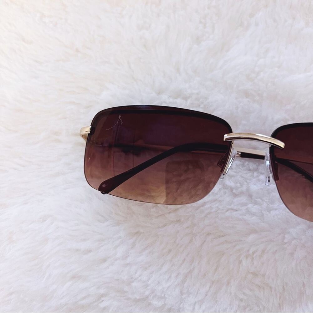 Delia Brown Rimless Butterfly Accent Sunglasses - Picture 2 of 10